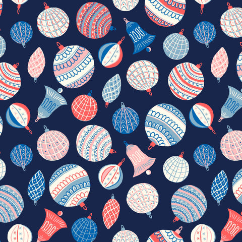 Liberty Fabric -Merry and Bright Bauble Bonanza Blue
