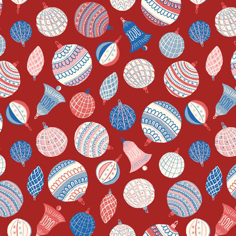 Liberty Fabric -  Merry and Bright Bauble Bonanza Red