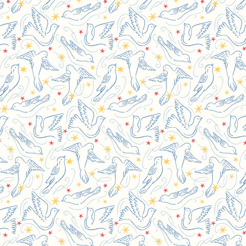 Liberty Fabric - Merry and Bright Dove Star White