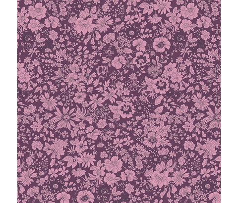 Liberty Fabric - Midnight Garden Collection - Emily Silhouette Dark Pink