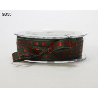 Notions & Haberdashery - Green with Red Dot Ribbon