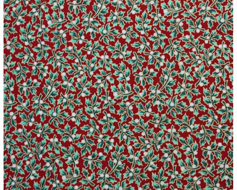 Christmas Holly Berry 100% Cotton fabric with Metallic Hints ideal for Dressmaking, Crafts
