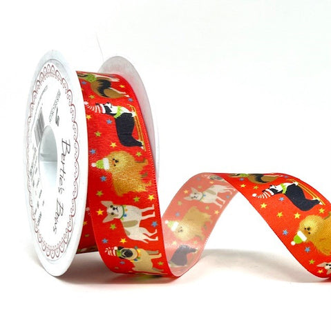 Festive Dog Ribbon for gift, wreaths, decorations, etc.