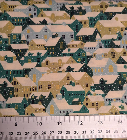 Liberty Fabric Festive Fair Collection - Snowy Roof Tops