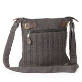 Handbag - 100% Wool Knitted Crossover Bag with long adjustable handle