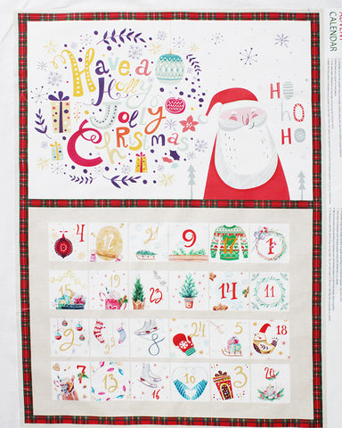 Christmas Advent Calender Panel with Santa/Father Christmas. Stitch your own advent calender 100% cotton fabric panel.