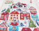 Christmas Advent Calender Panel with Brightly Painted Town Houses. Stitch your own advent calender 100% cotton fabric panel.