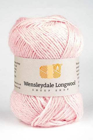 Wensleydale Longwool 4 Ply Fingering Weight Luxurious Pure New Wool, Colour Marshmallow Pink