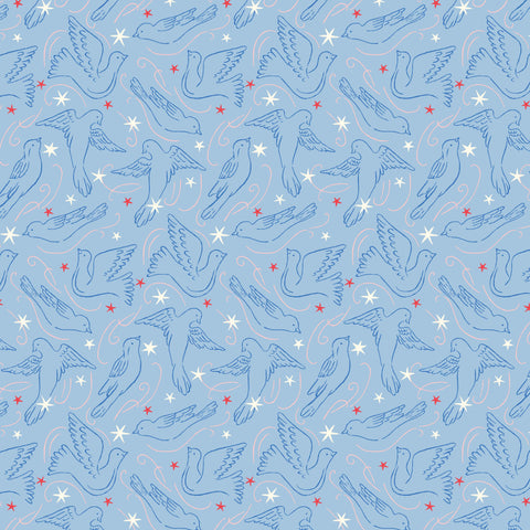 Liberty Fabric- Merry and Bright Dove Star Blue