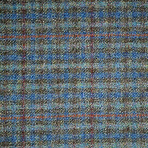 Other Fabric's - Pure Wool Yorkshire Tweed in Brown with Blue & Red Check
