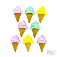 Buttons - Novelty Buttons Glitter Ice-Cream Cones
