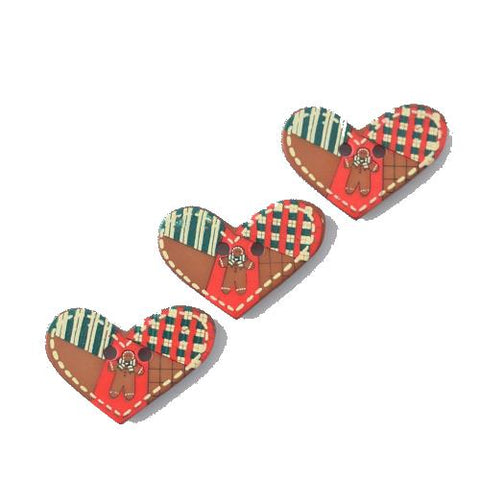 Buttons - Gingerbread Man Heart Button
