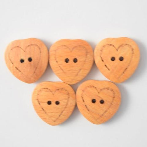 Buttons - Wooden Heart Design Button