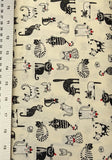 Cats Galore 100% Cotton Fabric in Grey or Ivory