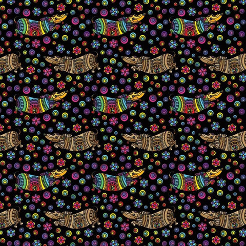 Other Fabric's - Mosaic Rainbow Multi Coloured Dachshund Cotton Fabric
