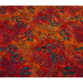 Stamped Batik 100% Cotton Fabric In Autumn Reds